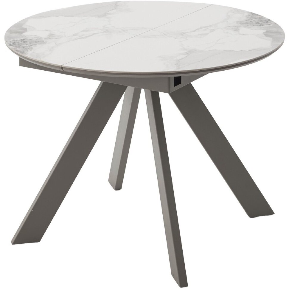 Стол БОНЖУР 100 см - 140 см круглый раскладной, цвет ONYX SOFT CREAM, керамика / ЛАТТЕ каркас Стол БОНЖУР 100 см - 140 см круглый раскладной, цвет ONYX SOFT CREAM, керамика / ЛАТТЕ каркас
