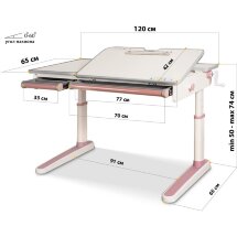 Детский стол Mealux Oxford Lite PN  арт. BD-930 Lite PN  - столешница белая / накладки розовые  коробок-2 шт.