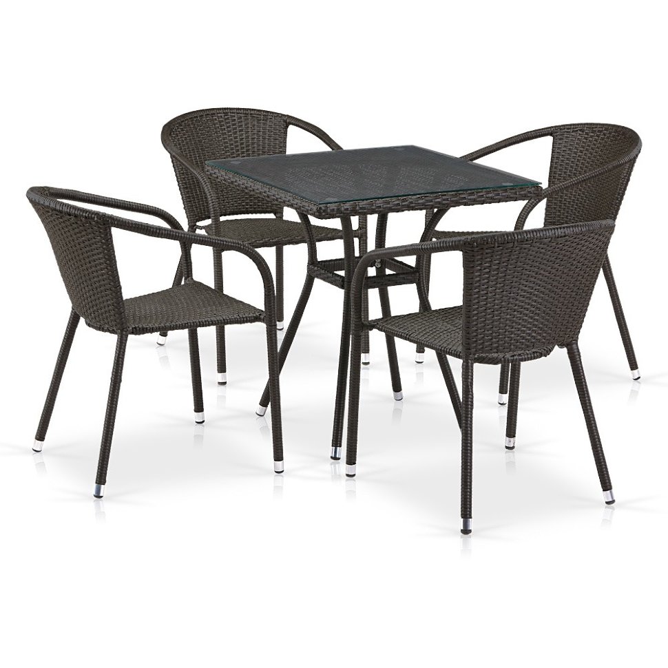 Комплект плетеной мебели T282BNT/Y137C-W53 Brown 4Pcs Комплект плетеной мебели T282BNT/Y137C-W53 Brown 4Pcs