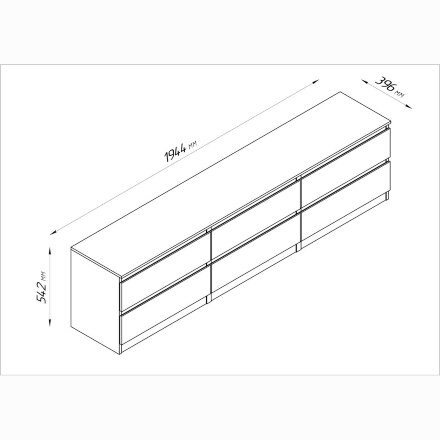 Тумба длинная с шестью ящиками КАСТОР 