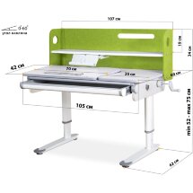 Детский стол Mealux Denver Green  арт.BD-660 Z  - столешница белая/ножки белые с серыми накладками  одна коробка