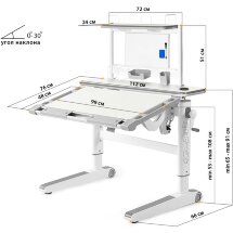 Детский стол Mealux Ergowood - L Multicolor  полка BD P-17 TG  арт.BD-810 TG/MC Energy   BD P-17 TG  - столешница беленый дуб / накладки на ножках серые  коробок-3 шт.