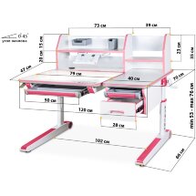 Детский стол Mealux Sherwood Energy W/PN  арт. BD-830 W/PN Energy  - столешница белая  дерево  / накладки на ножках розовые  коробок-3 шт.