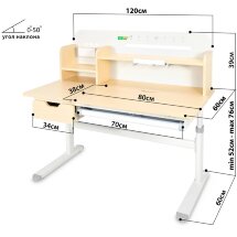 Детский стол Ergokids Bravo Maximus Plus Maple/Grey  арт. TH-360 Maximus Plus MG/G  - столешница клён / накладки на ножках серые  коробок-3 шт.