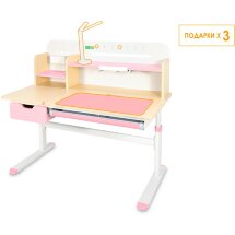 Детский стол Ergokids Bravo Maximus Plus Maple/Pink  арт. TH-360 Maximus Plus MG/PN  - столешница клён / накладки на ножках розовые  коробок-3 шт.