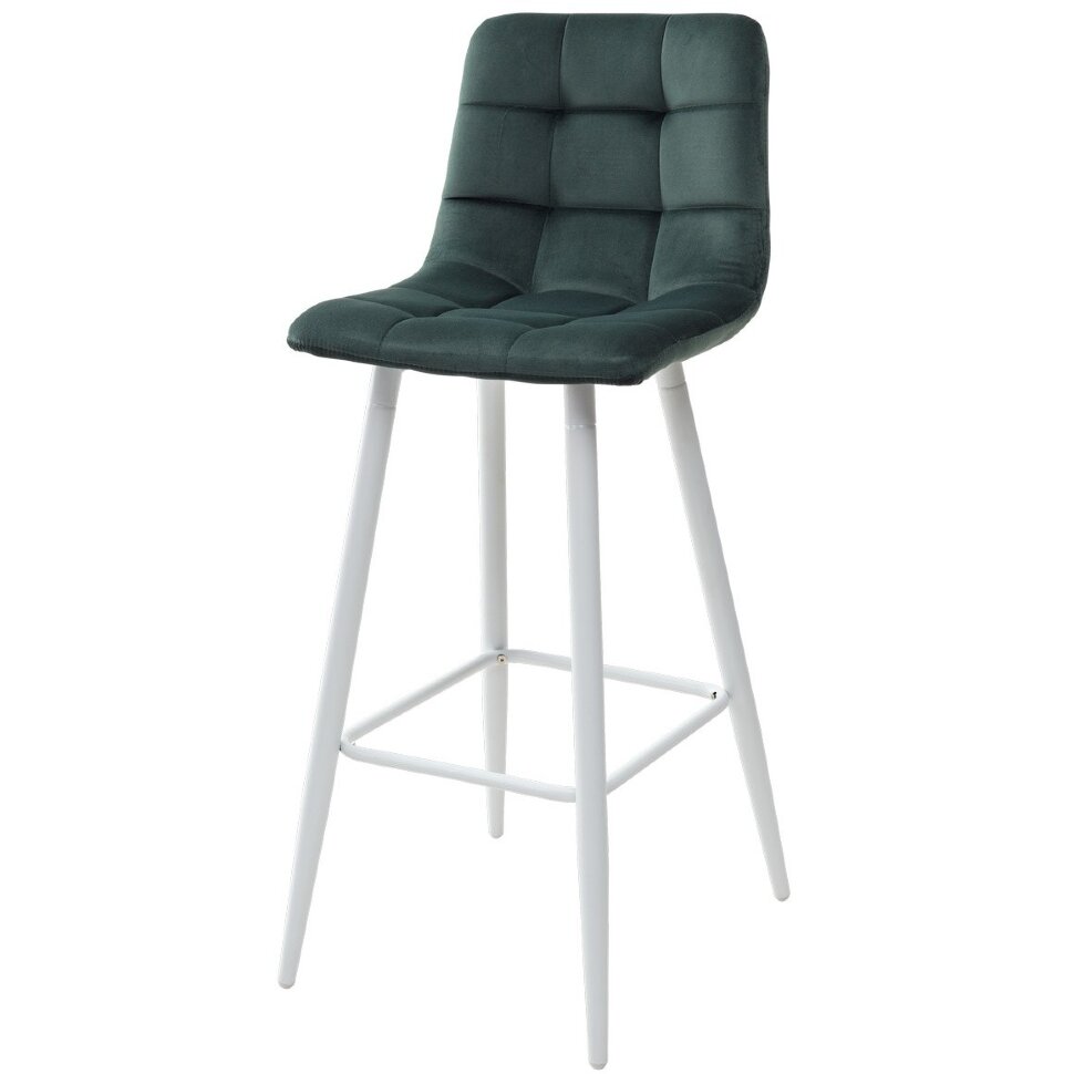 Барный стул LECCO UF910-14 DARK GREEN, велюр/белый каркас, 4 шт./2 кор. М-City Барный стул LECCO UF910-14 DARK GREEN, велюр/белый каркас, 4 шт./2 кор. М-City