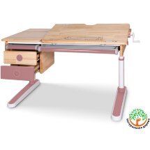 Детский стол Mealux Oxford Wood PN с ящиком  арт. BD-920 Wood PN с ящиком  - столешница дерево / накладки розовые  коробок-3 шт.