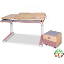 Детский стол Mealux Oxford Wood PN с ящиком  арт. BD-920 Wood PN с ящиком  - столешница дерево / накладки розовые  коробок-3 шт.