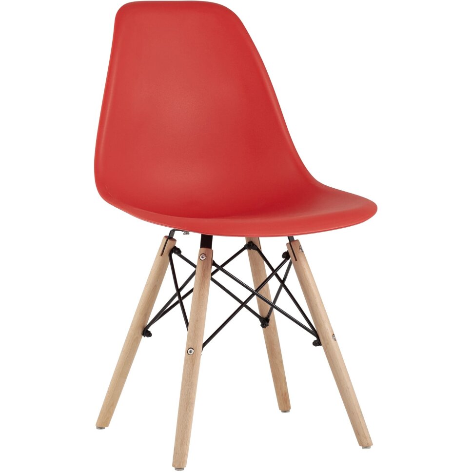Eames Style DSW красный пластик, стальной каркас, натуральный массив бука Eames Style DSW красный пластик, стальной каркас, натуральный массив бука