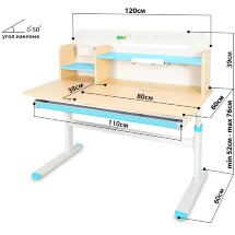 Детский стол Ergokids Bravo Max Maple/Blue  арт. TH-360 Max MG/BL  - столешница клен / накладки на ножках голубые  коробок-2 шт.