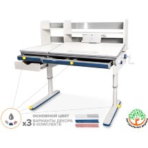 Детский стол Mealux Montreal Multicolor  арт. BD-670 W/MC с полкой  - столешница белая  коробок-3 шт.