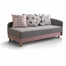 Санг диван прямой серый с розовым