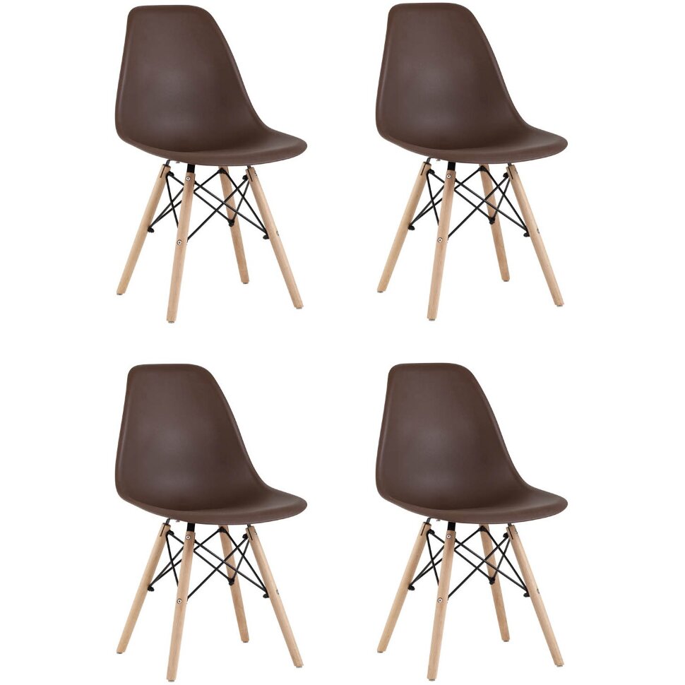 Eames Style DSW коричневый пластик, стальной каркас, натуральный массив бука Eames Style DSW коричневый пластик, стальной каркас, натуральный массив бука