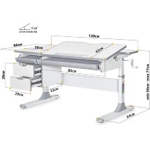 Детский стол Mealux Hamilton Multicolor WG Lite  арт. BD-680 WG/MC Lite  - столешница белая / накладки на ножках серые  коробок 2 шт.