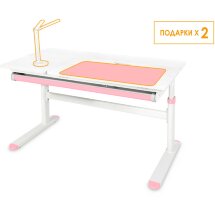 Детский стол Ergokids Bravo White/Pink  арт. TH-360 Lite WG/PN  - столешница белая / накладки на ножках розовые  коробок-1 шт.