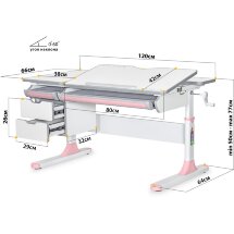 Детский стол Mealux Hamilton Multicolor PN Lite  арт. BD-680 WG/MC   PN Lite  - столешница белая / накладки на ножках серые и розовые  коробок 3 шт.