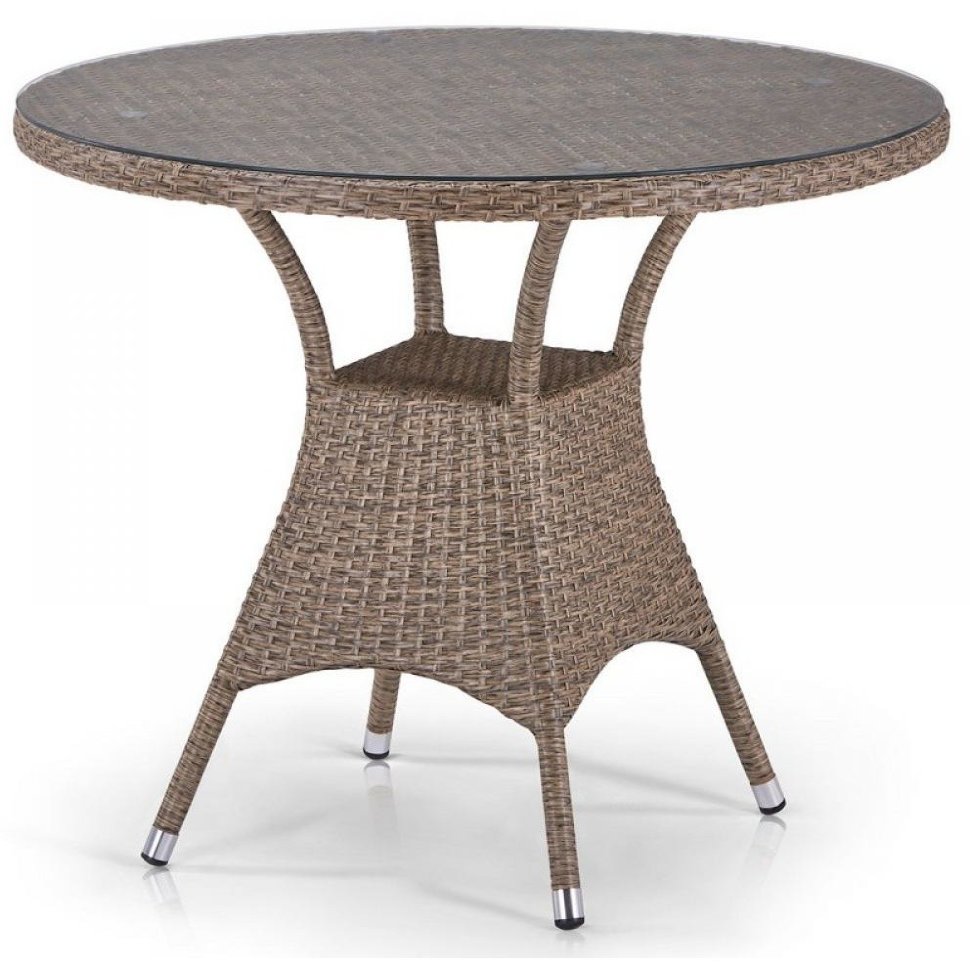 Плетеный стол T197AT-W56-D90 Light Brown Плетеный стол T197AT-W56-D90 Light Brown