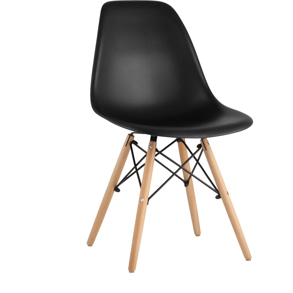 Eames Style DSW черный пластик, стальной каркас, натуральный массив бука Eames Style DSW черный пластик, стальной каркас, натуральный массив бука