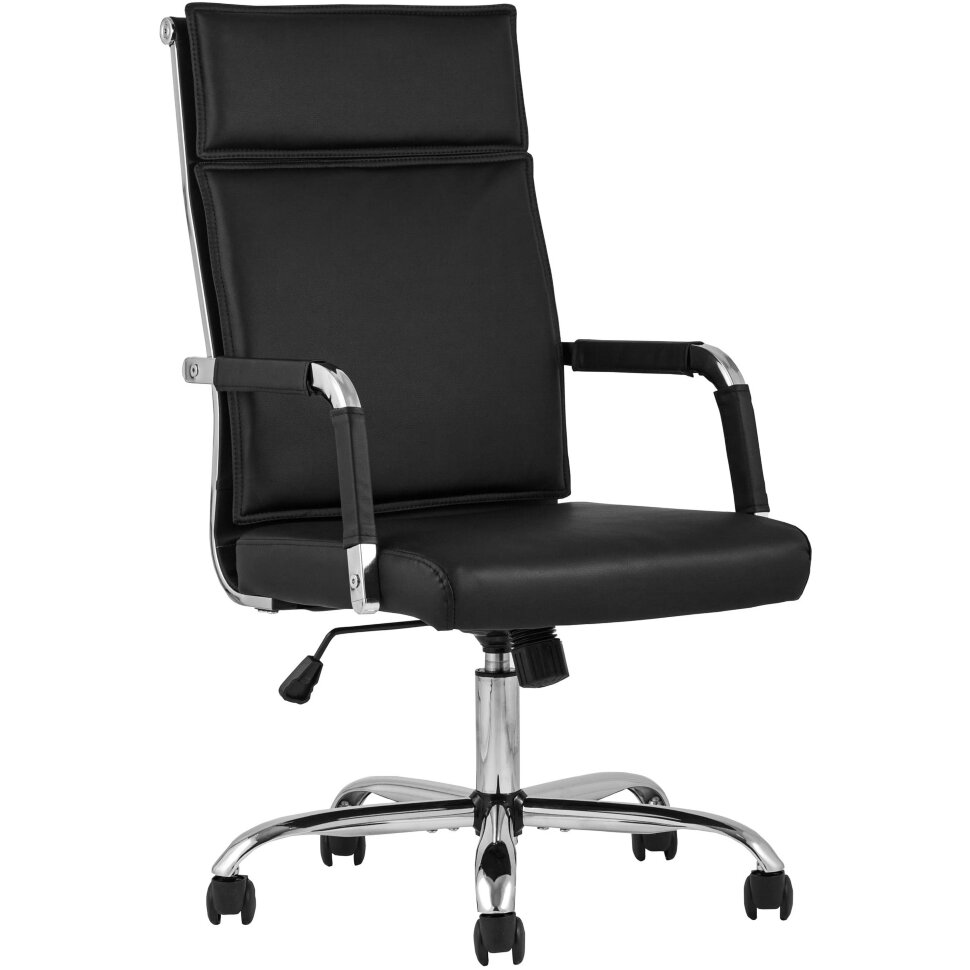 TopChairs Original офисное черное в обивке из экокожи, механизм качания Top Gun 