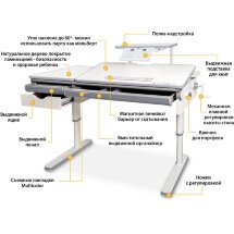 Детский стол Mealux Montreal Multicolor с полкой S50  арт.BD-670 W/MC с полкой S50 white  - столеншица белая  коробок-3 шт.