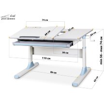 Детский стол Mealux Vancouver Multicolor BL Lite  арт. BD-620 W/MC   BL Lite  - столешница белая / накладки на ножках серые и голубые  две коробки