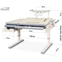 Детский стол Mealux Montreal Multicolor с полкой S50  арт.BD-670 TG/MC с полкой S50 wood  - столеншица беленый дуб  коробок-3 шт.