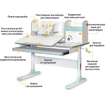 Детский стол Mealux Vancouver Multicolor BL  арт. BD-620 W/MC   BL  - столешница белая / накладки серые и голубые  коробок5 шт.