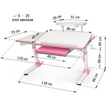 Парта Mealux EVO Darwin  EVO-502  pink столешница белая / ножки белые с розовыми накладками  две коробки