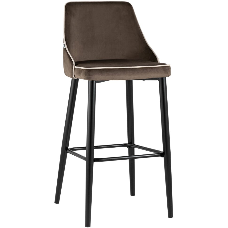 Стул барный Stool Group Коби велюр коричневый ножки металл черные Стул барный Stool Group Коби велюр коричневый ножки металл черные