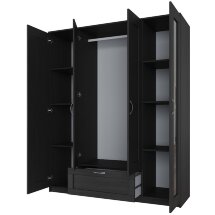 Шкаф для одежды четырехстворчатый, с одним выдвижным ящиком и двумя зеркалами СИРИУС