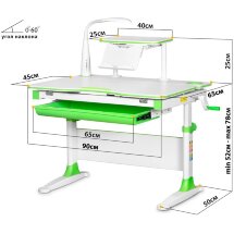 Парта Mealux EVO Diego  EVO-30  green  дерево  столешница белая / ножки белые с зелеными накладками  одна коробка