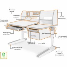 Детский стол Mealux Sherwood W/G  арт. BD-830 W/G  - столешница белая  дерево  / накладки на ножках серые  коробок-2 шт.